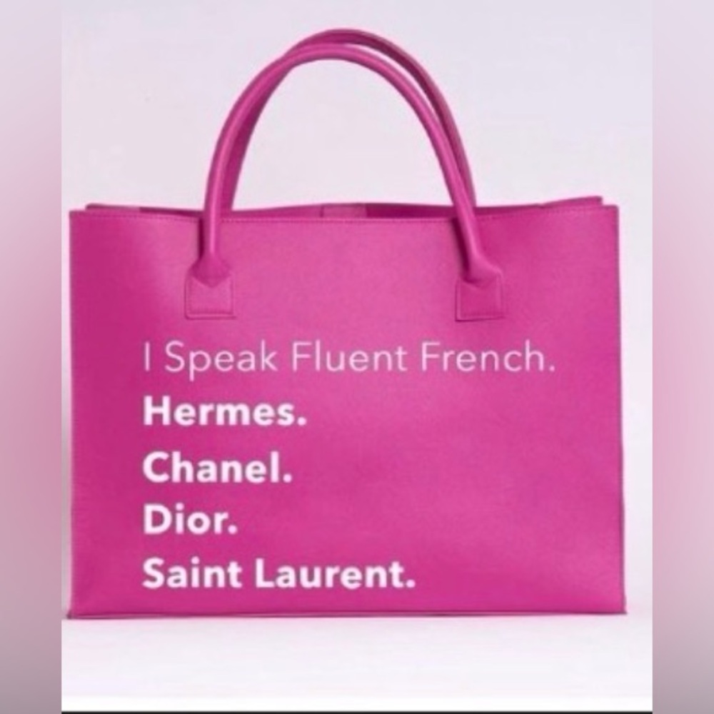 Pink Designer Tote Bag + Pink Satin Shoe Bundle